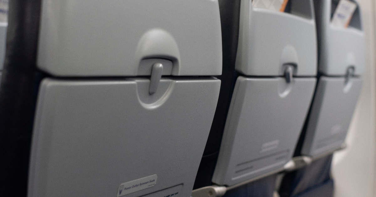 A row of airplane trays