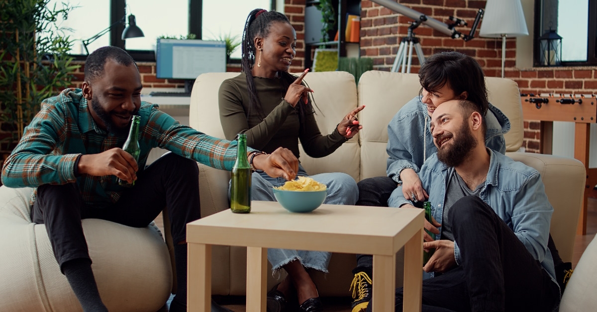 multi ethnic friends spending time together