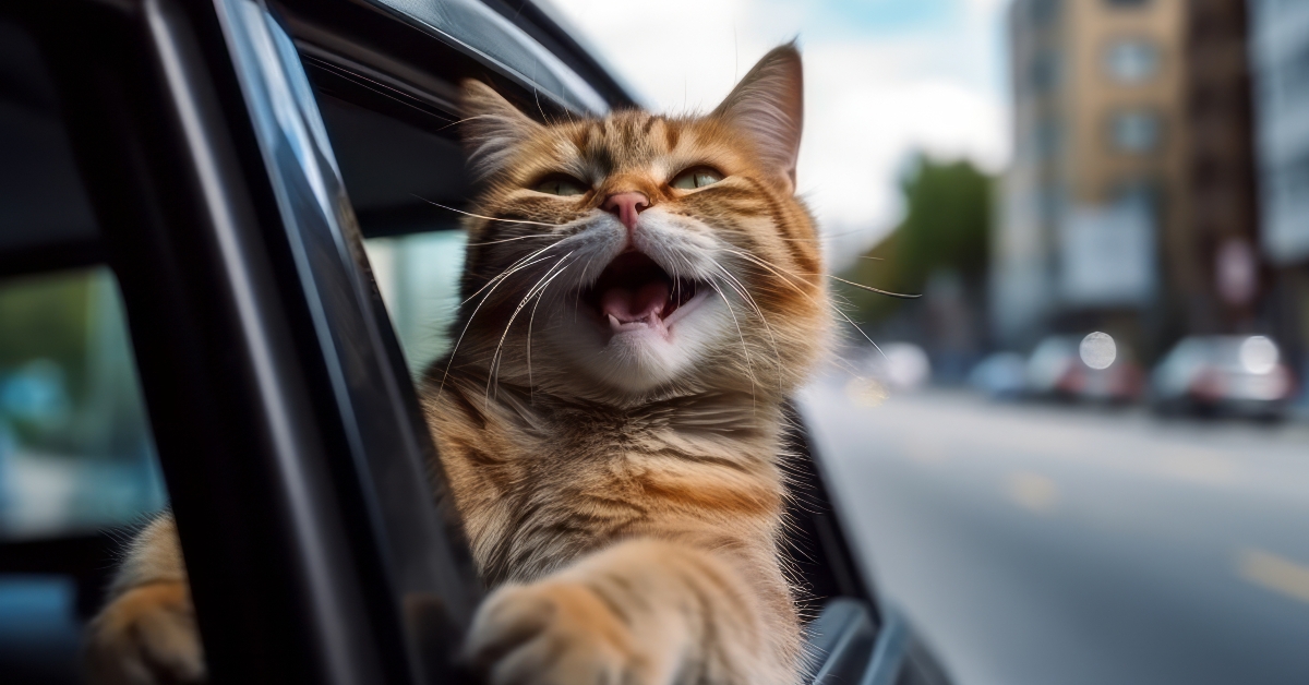 happy cat having fun