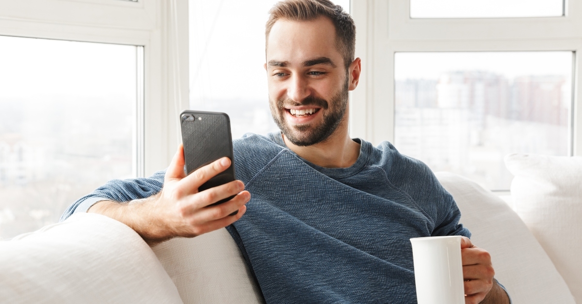 attractive young man relaxing