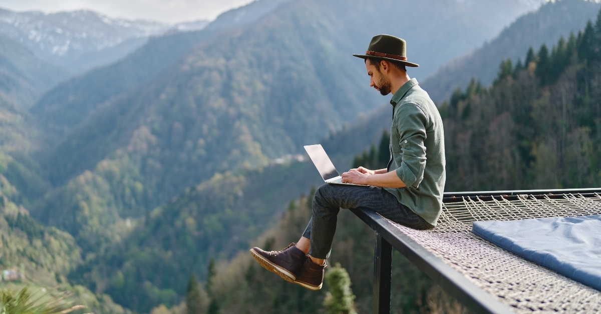 young man freelancer traveler