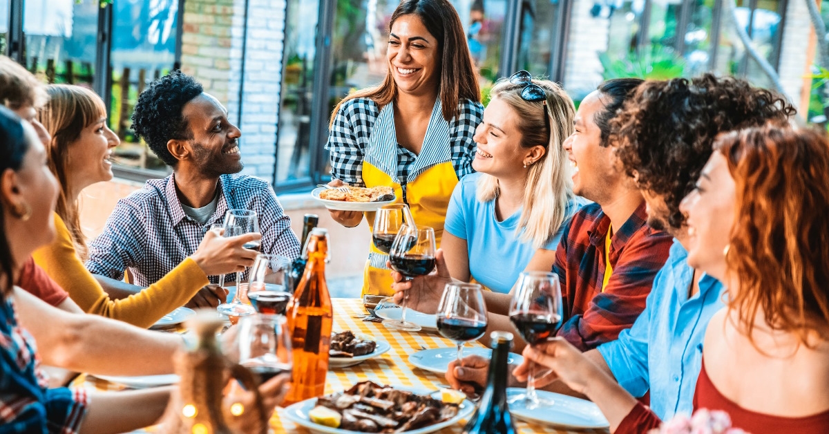 group of friends at outdoor bbq