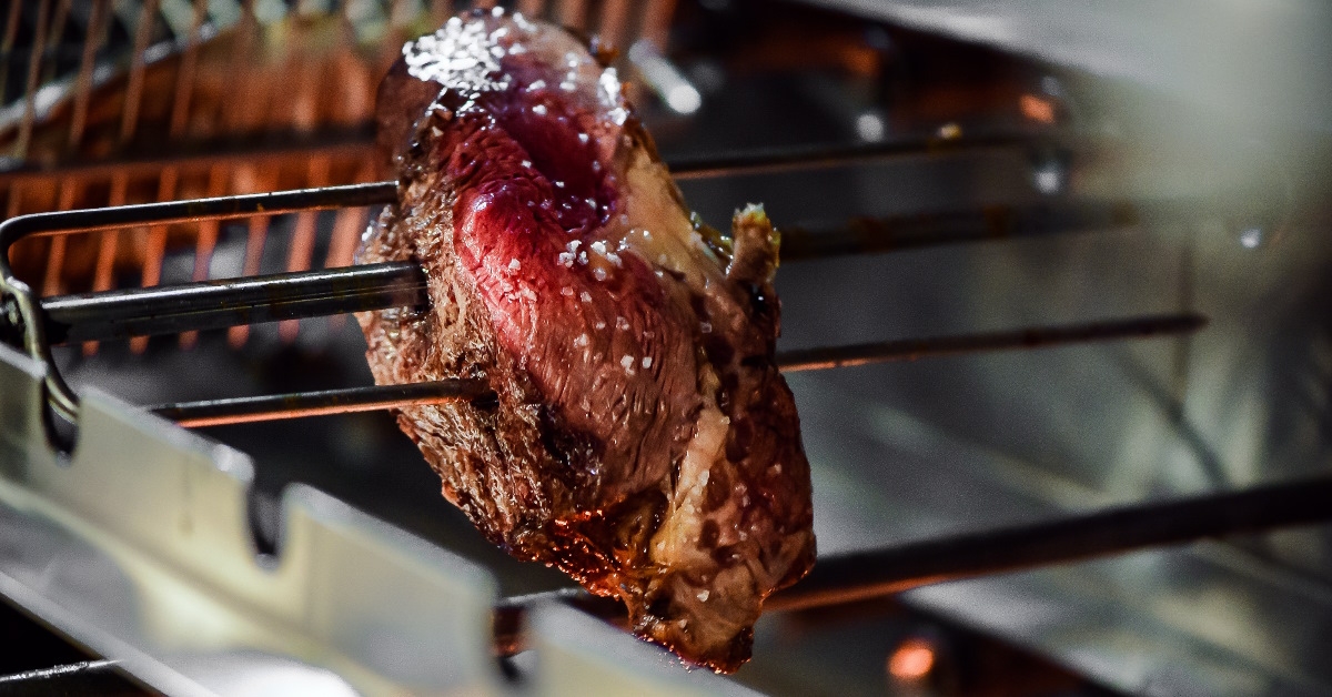 juicy beef skewer at brazilian steakhouse