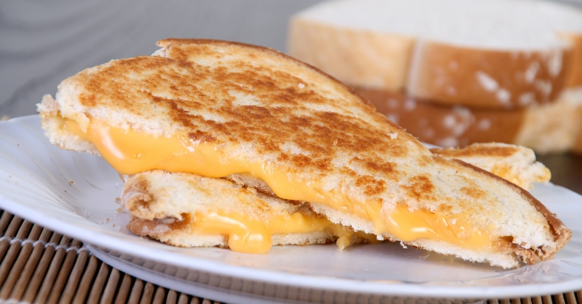 grilled cheddar cheese sandwich in plate