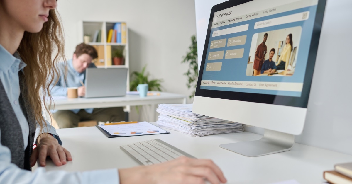 business woman using computer at work