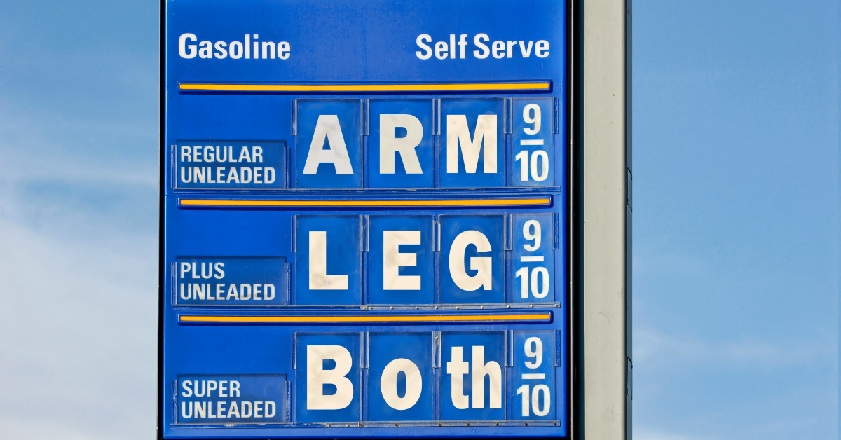 gasoline price board humor concept