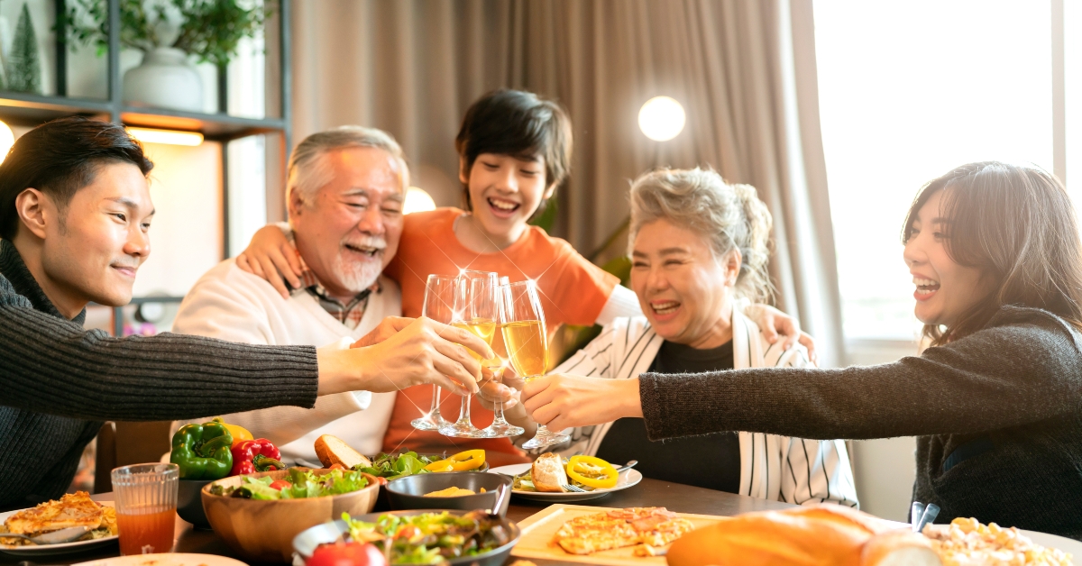 joyful dinner together at home