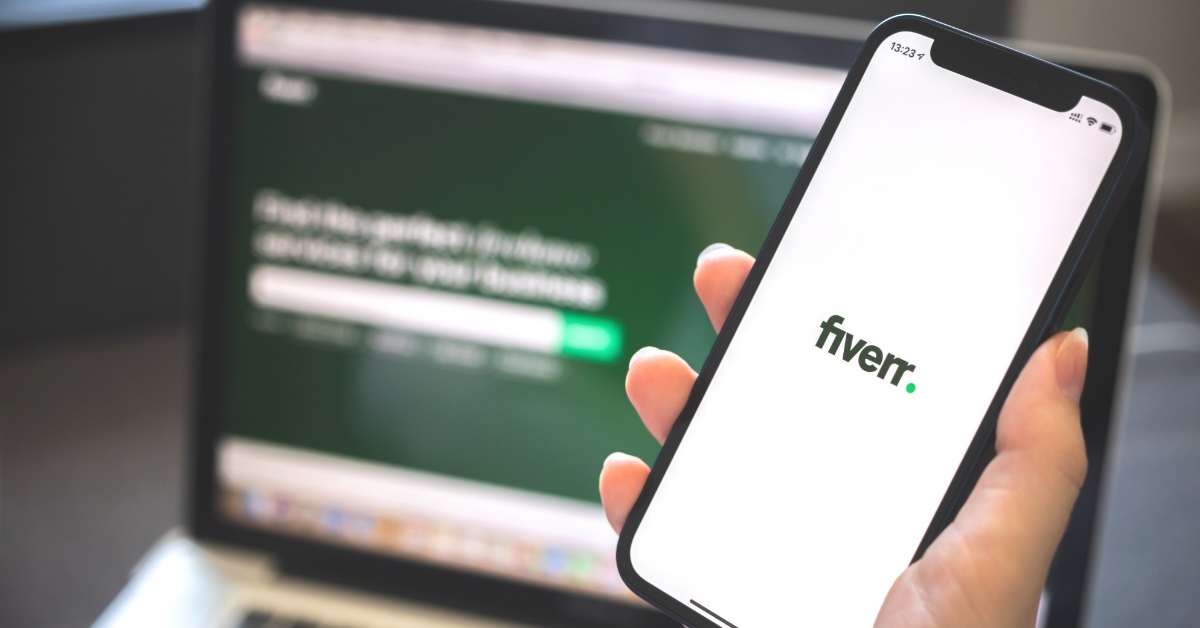 fiverr app and website on laptop