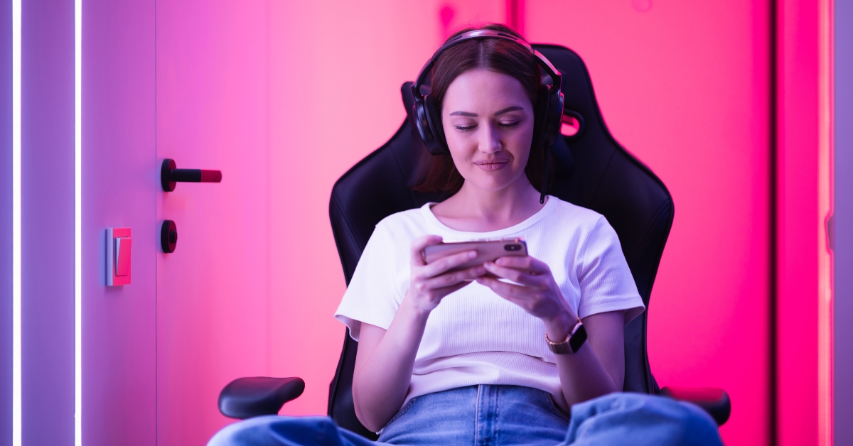 cybersport gamer playing mobile game