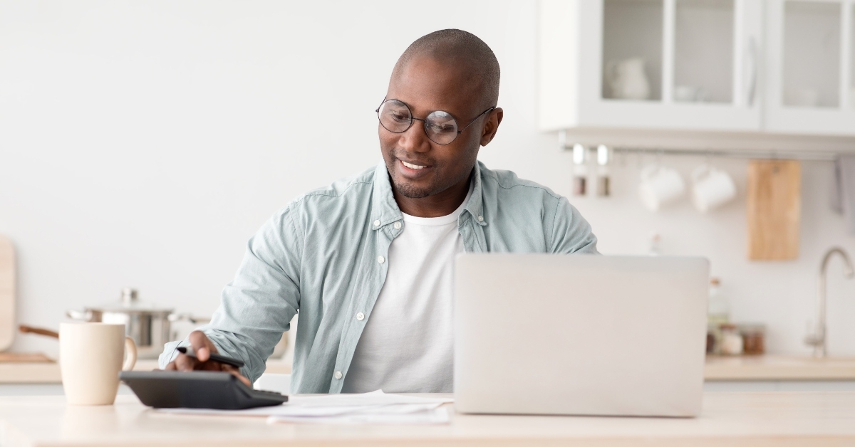 man paying bills