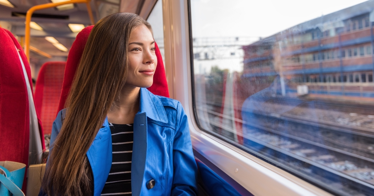 train woman leaving for work