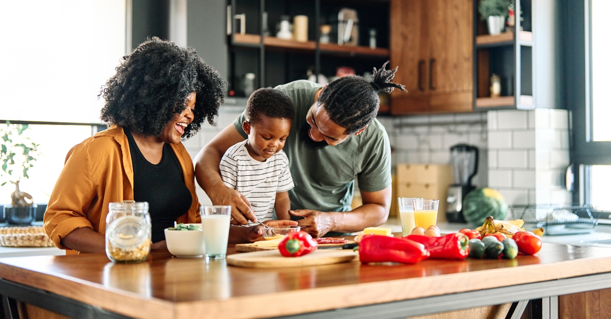 african american father cooking