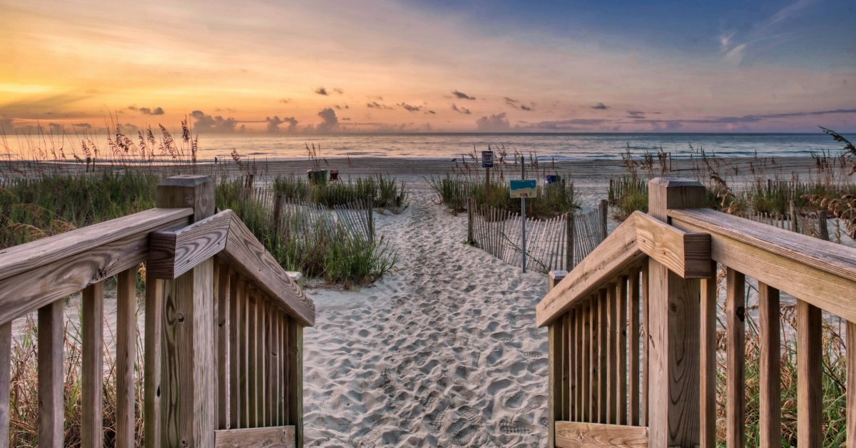 vacant myrtle beach at sunset