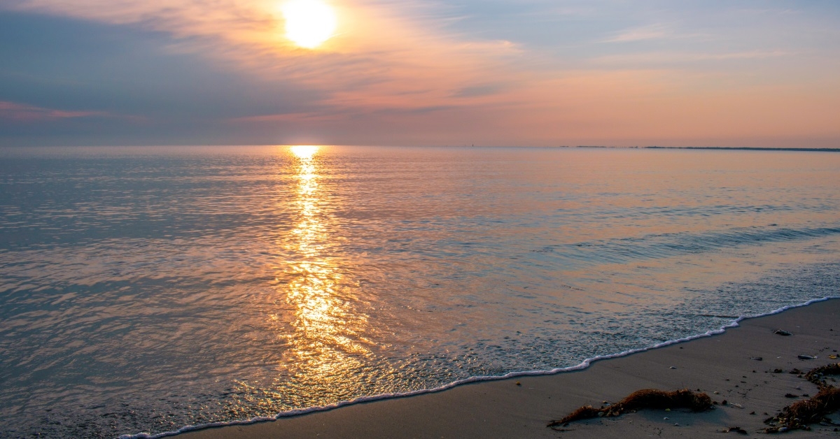 sunrise over atlantic lewes beach delaware