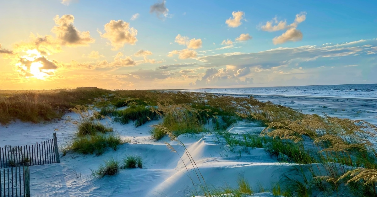 sunset over kiawah island beach