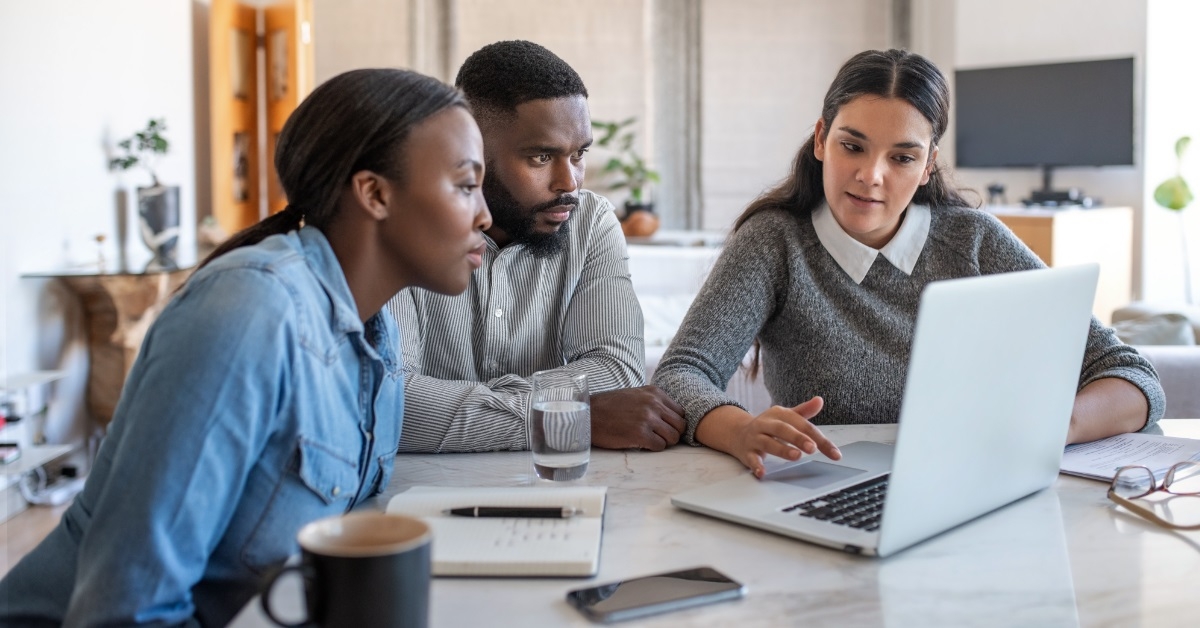african american couple consulting finance planner