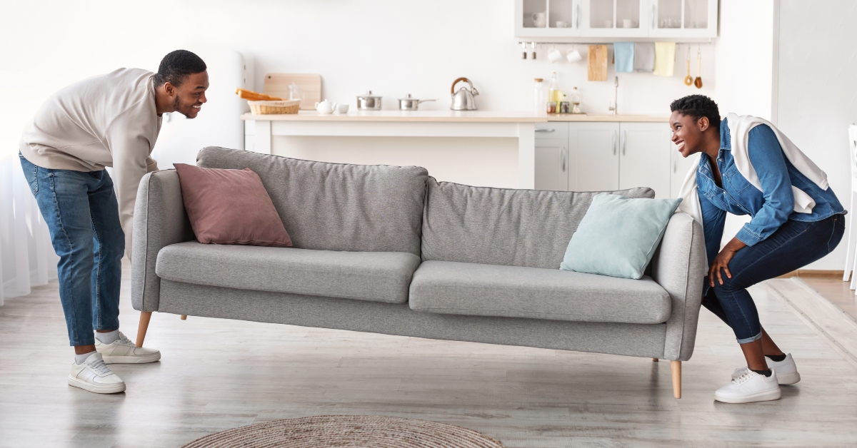 couple replacing furniture
