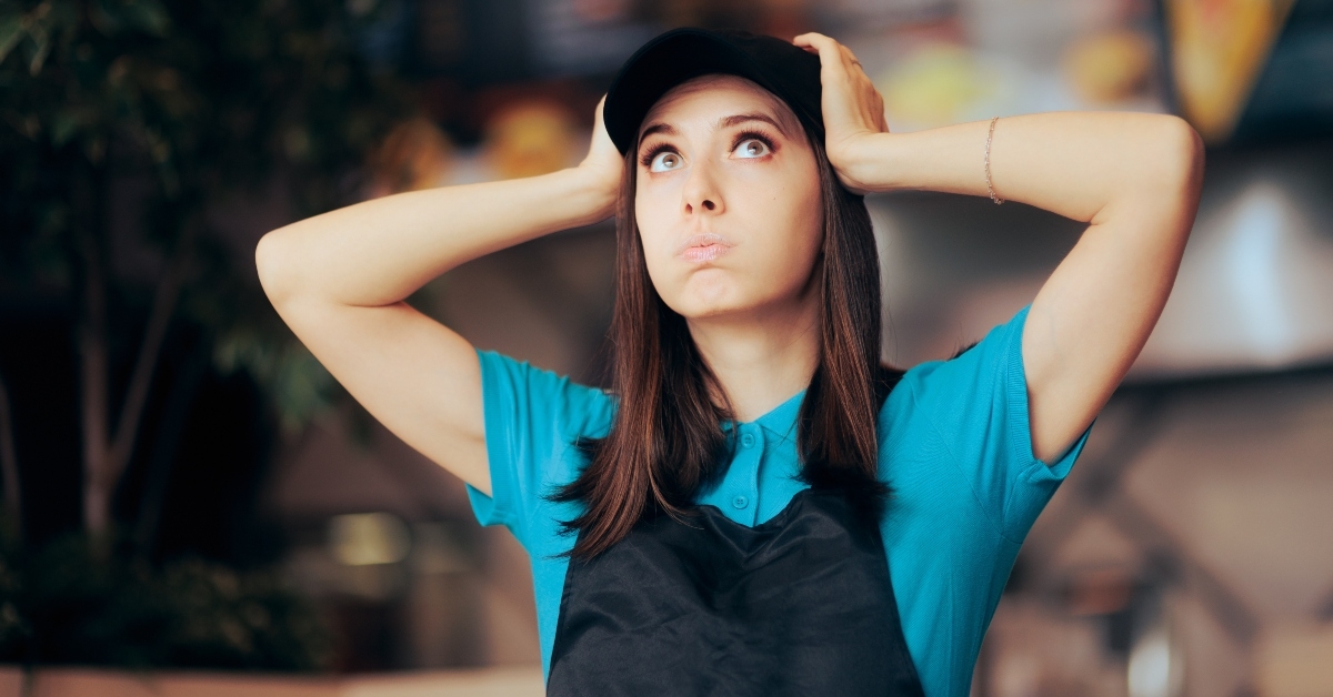 stressed fast food worker