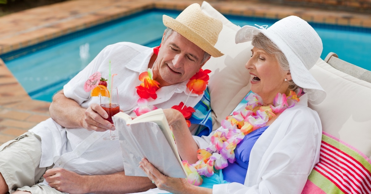 senior couple enjoying tropical vacation together