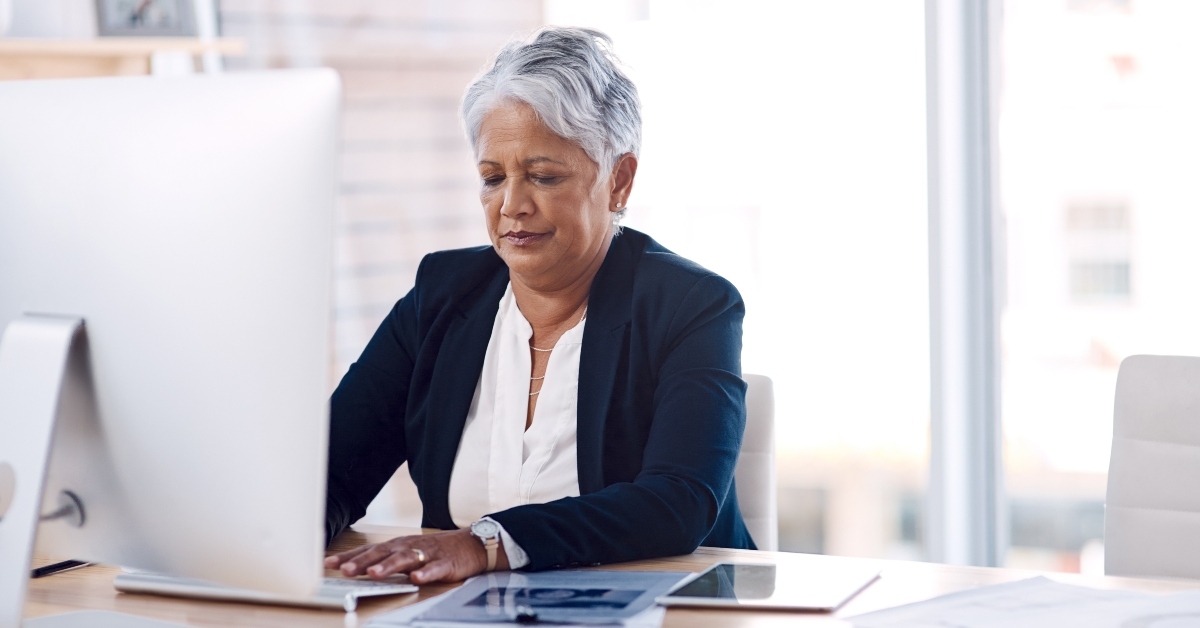 ceo working in her corporate office