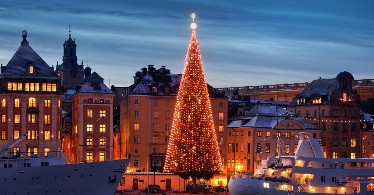 christmas tree in stockholm old city