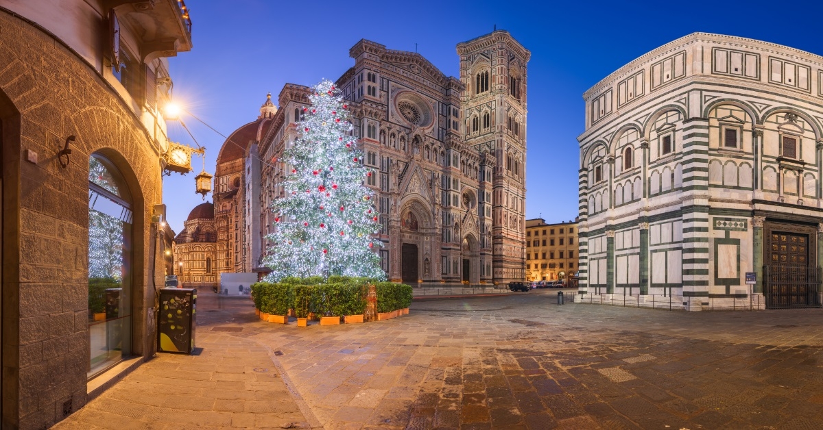 christmas tree with lights in florence