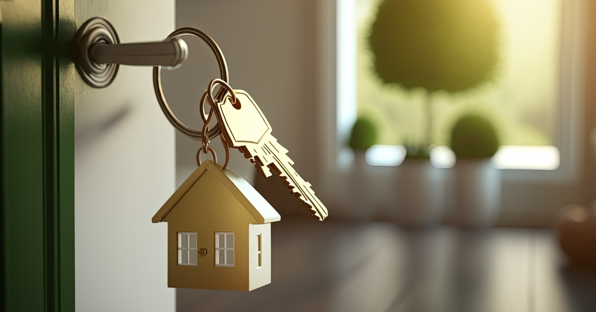 door with golden house key