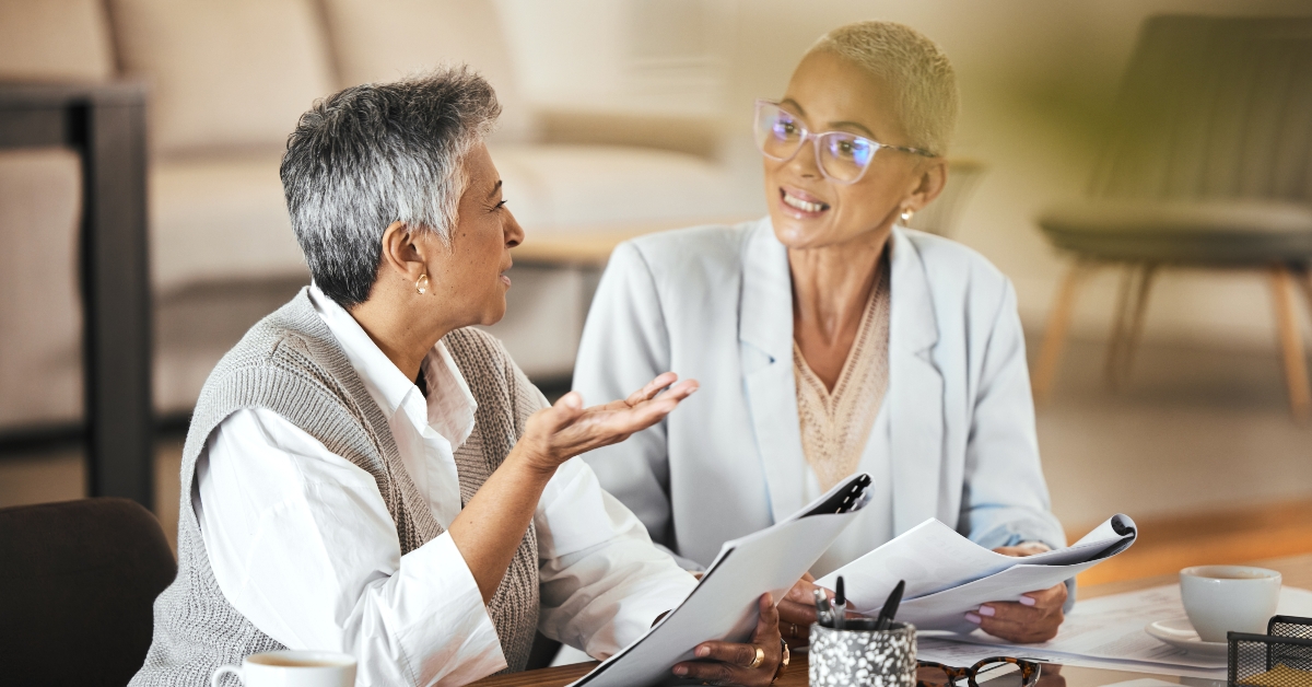 elderly women partners in office