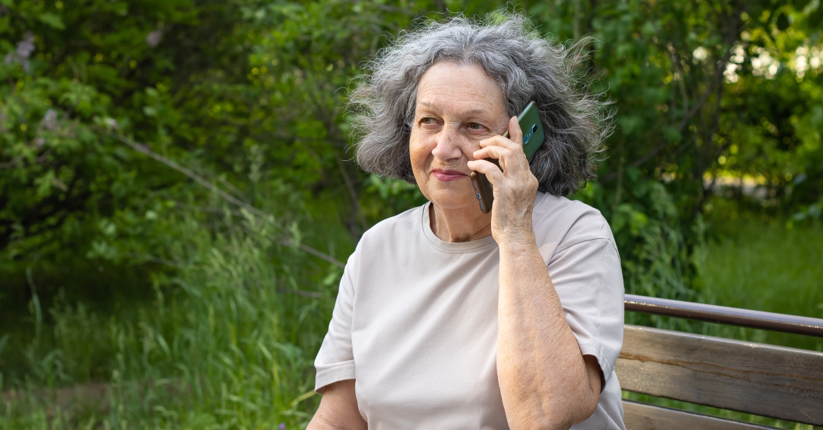 elderly woman with gray hair