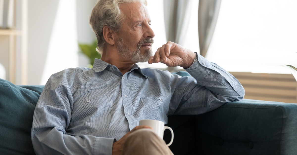 pensive elderly 60s man
