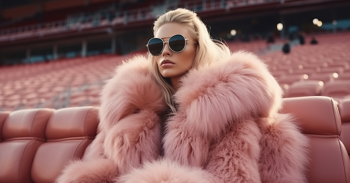 woman in pink fur coat