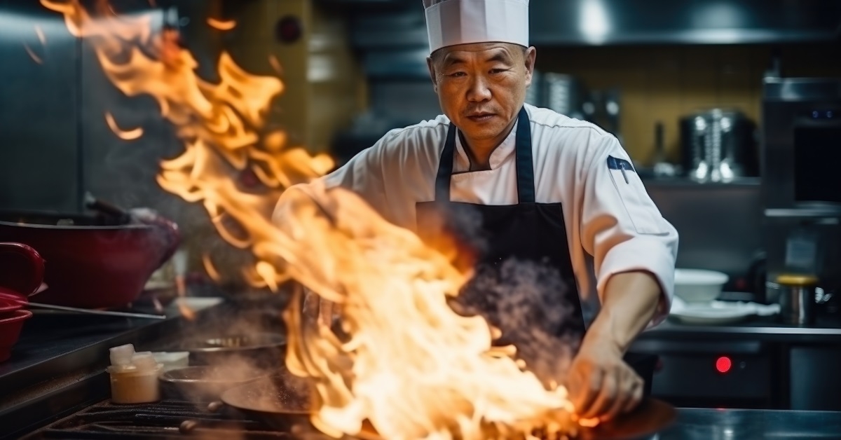 asian chef preparing cuisine at restaurant