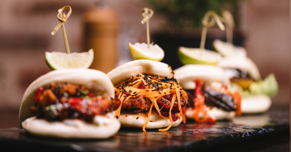 bao buns on stylish platter