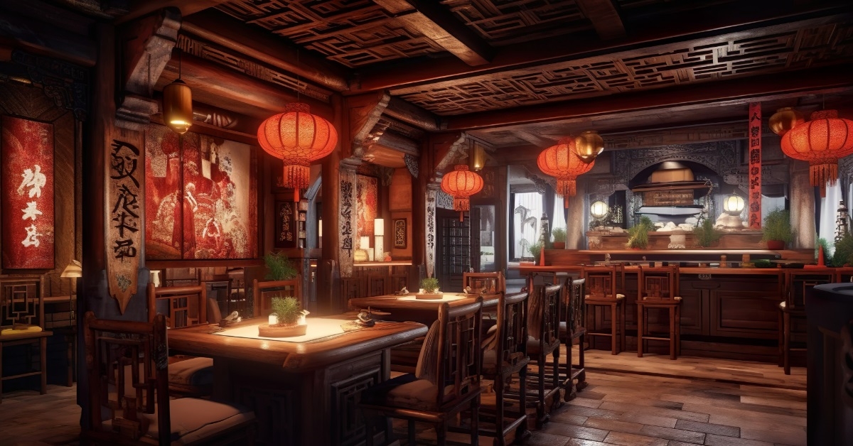 chinese restaurant with red lanterns