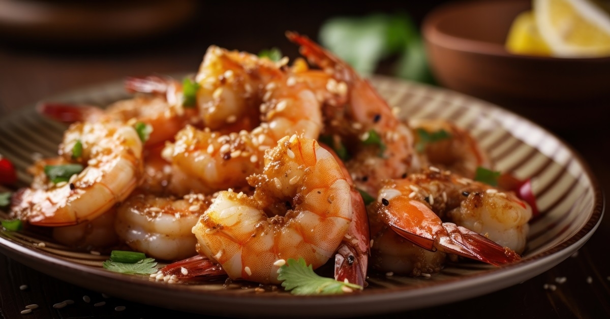 asian shrimp dish on table