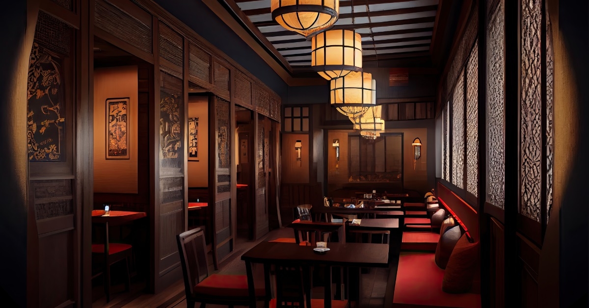 interior of beautiful chinese restaurant