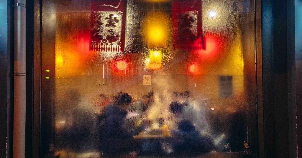 steamed window of restaurant in beijing