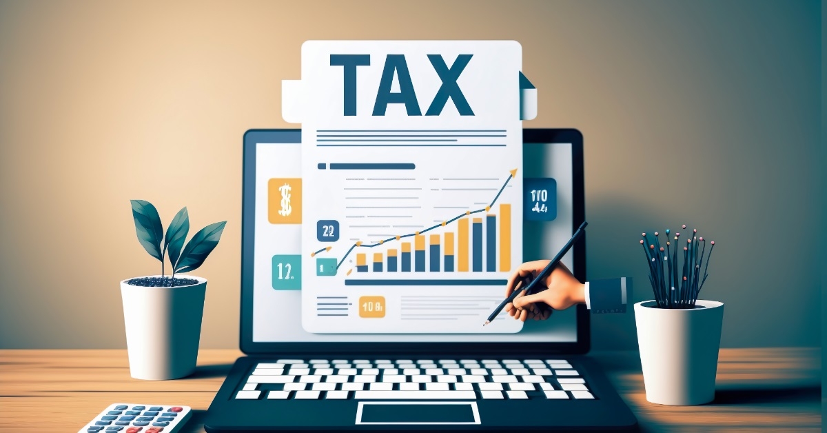 ai generated laptop with tax concept