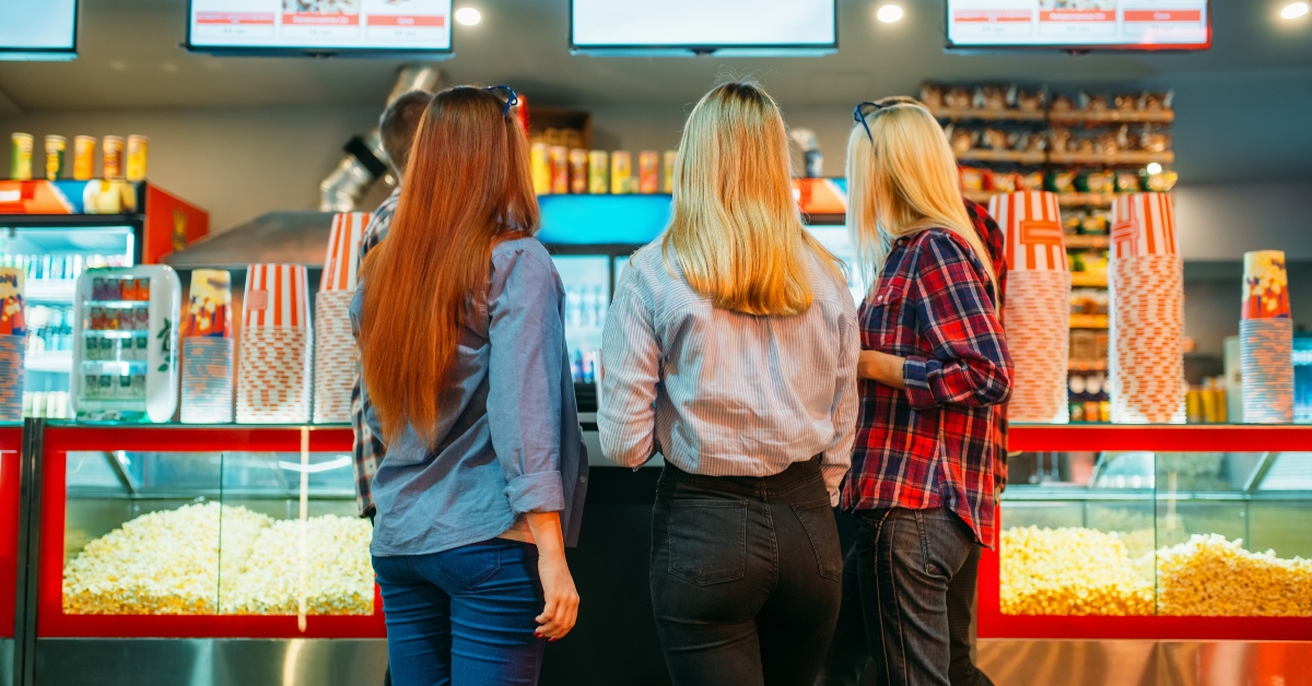 choosing food in cinema bar