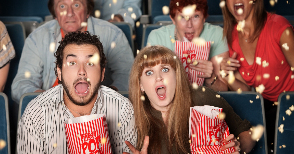 scared people tossing popcorn