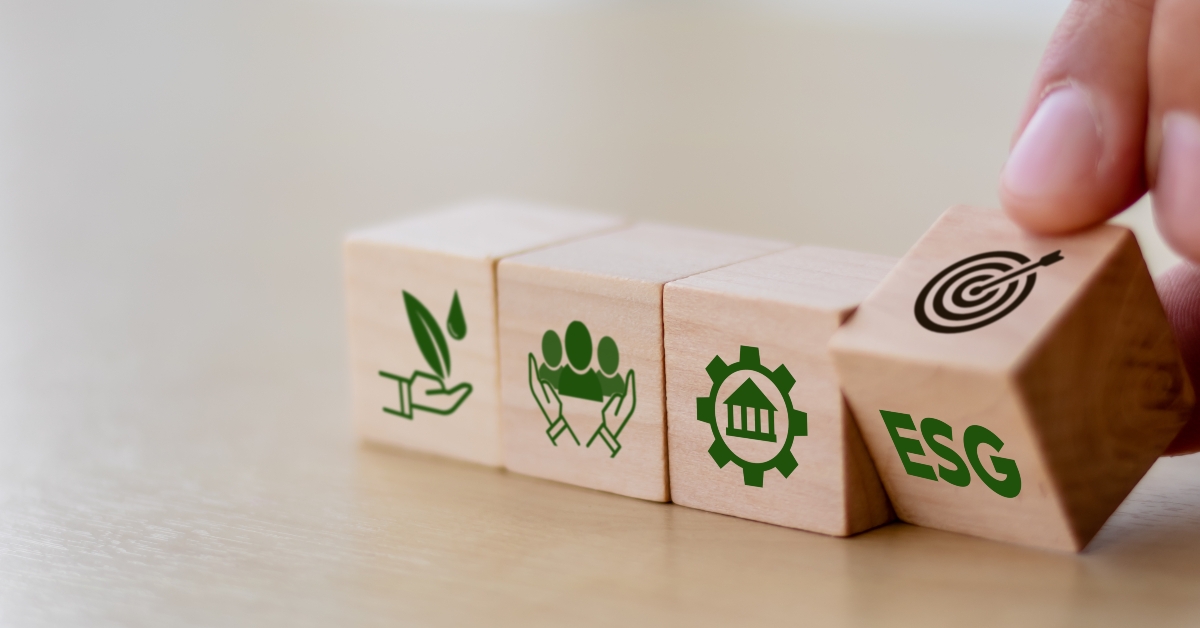 wooden cubes with ESG icon