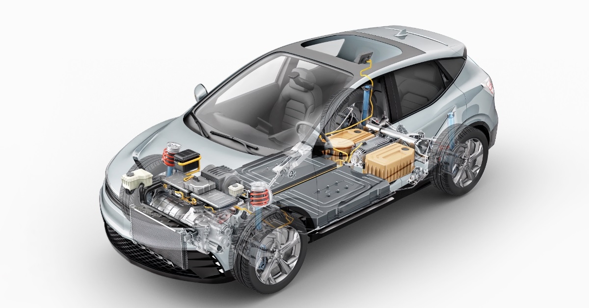 inside 3d map of electric car