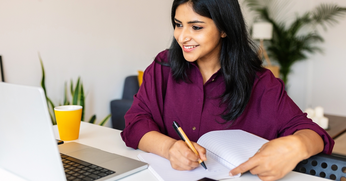 indian student taking notes