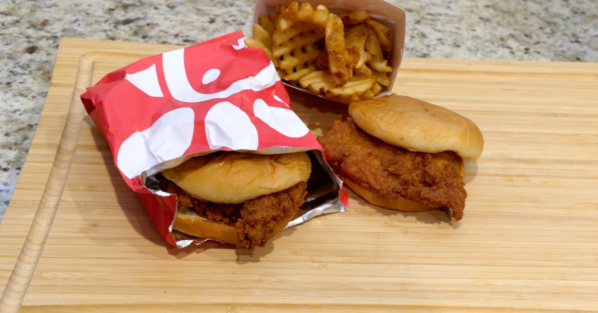 chik fil a burger and fries