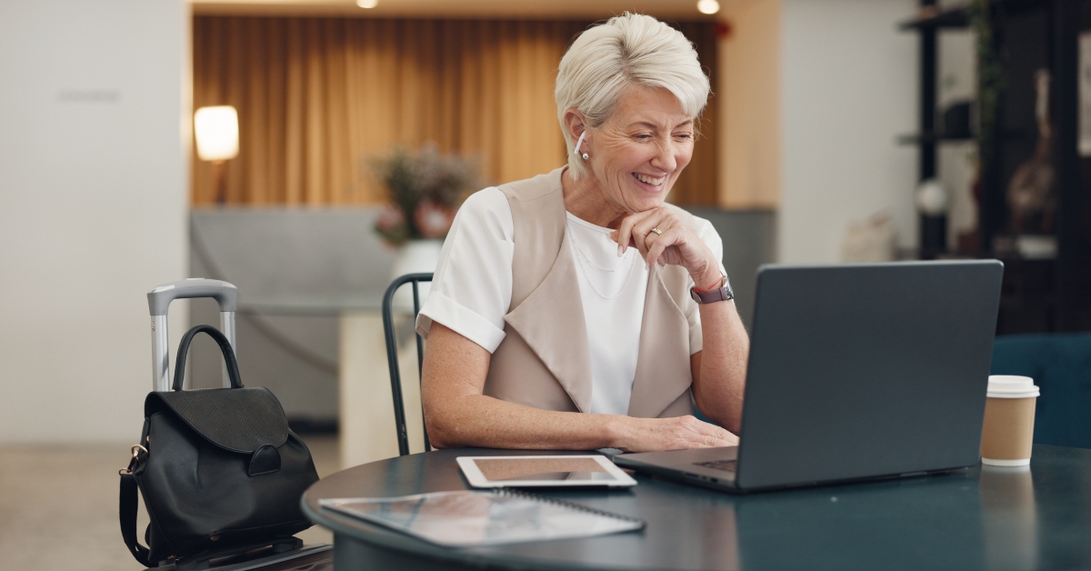 senior woman remote working