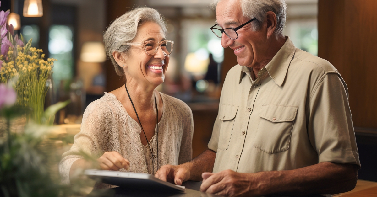 seniors checking in through tablet
