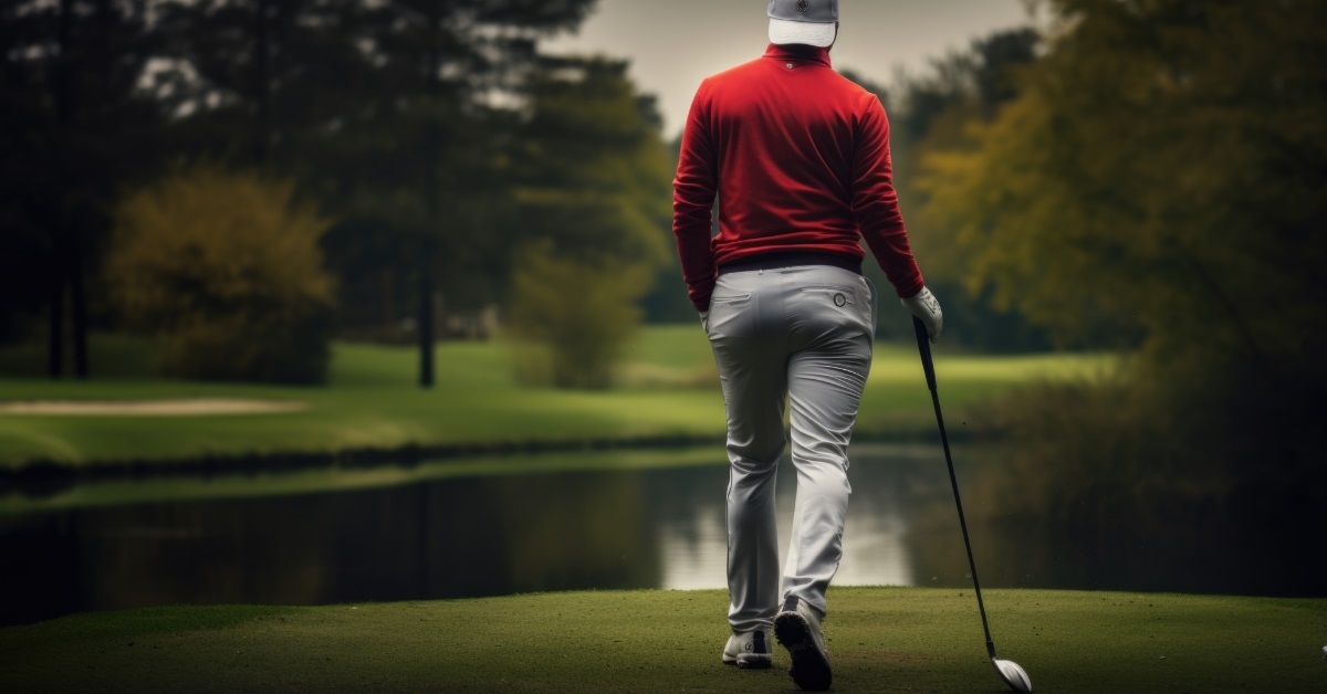 golfer training on field alone