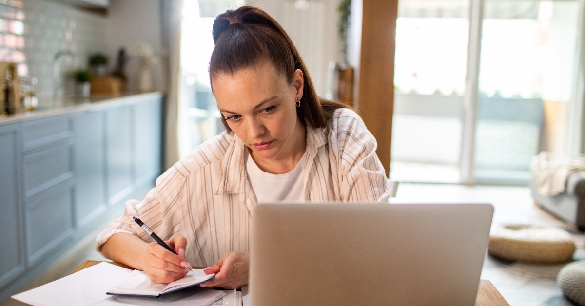 woman going over her bills