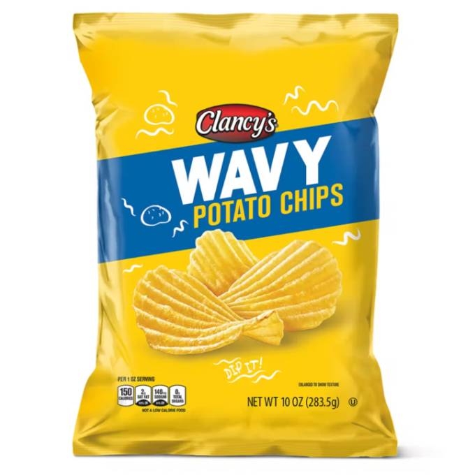 bag of clancy's wavy potato chips from aldi