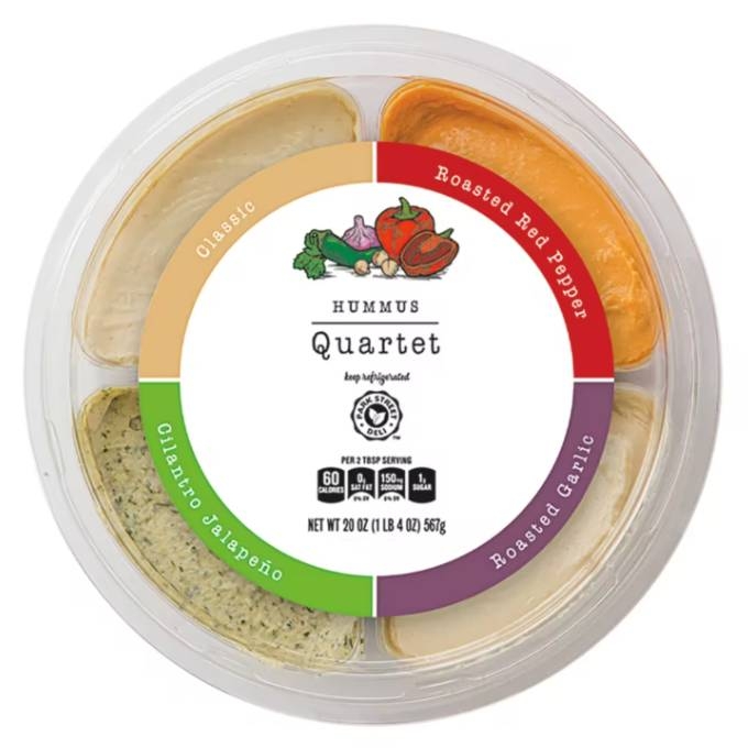 package of park street deli hummus quartet from aldi